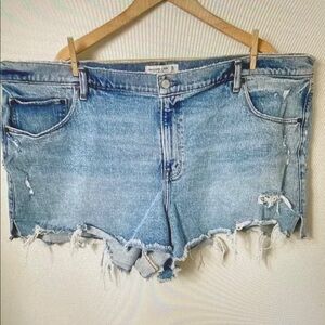 Distressed Denim Athletic Shorts